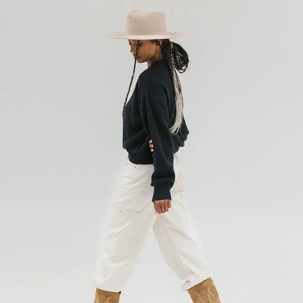 New Gigi Pip DAKOTA TRIANGLE CROWN HAT - CREAM BLEMISHED - Picture 3 of 7